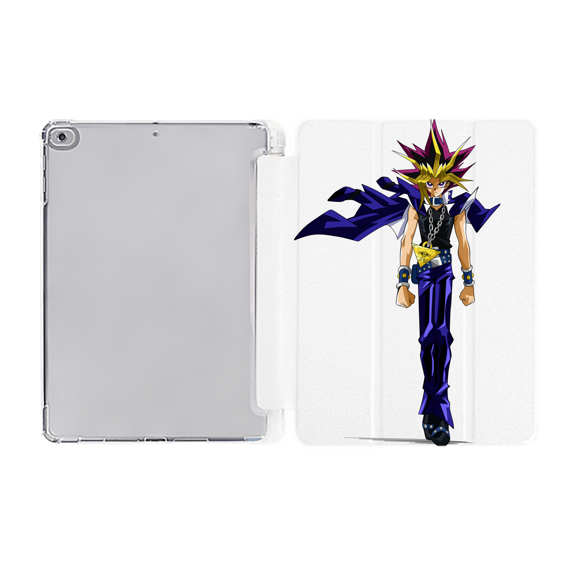 （画像用） 遊☆戯☆王 Yu-Gi-Oh! IPad ケース ペン収納付き 三つ折りスタンド PUレザー×シリコン 対応機種9.5/10.5/10.9インチ